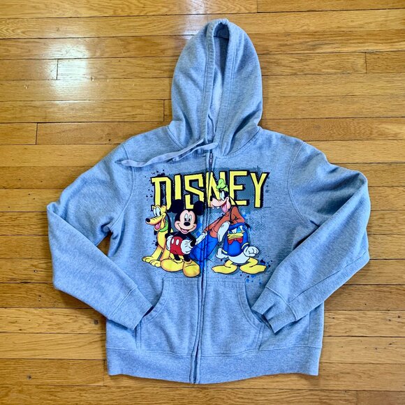 Disney Other - Disney Zip Jacket Hooded Unisex Youth Mickey Pluto Goofy Donald Duck | Grey | XL
